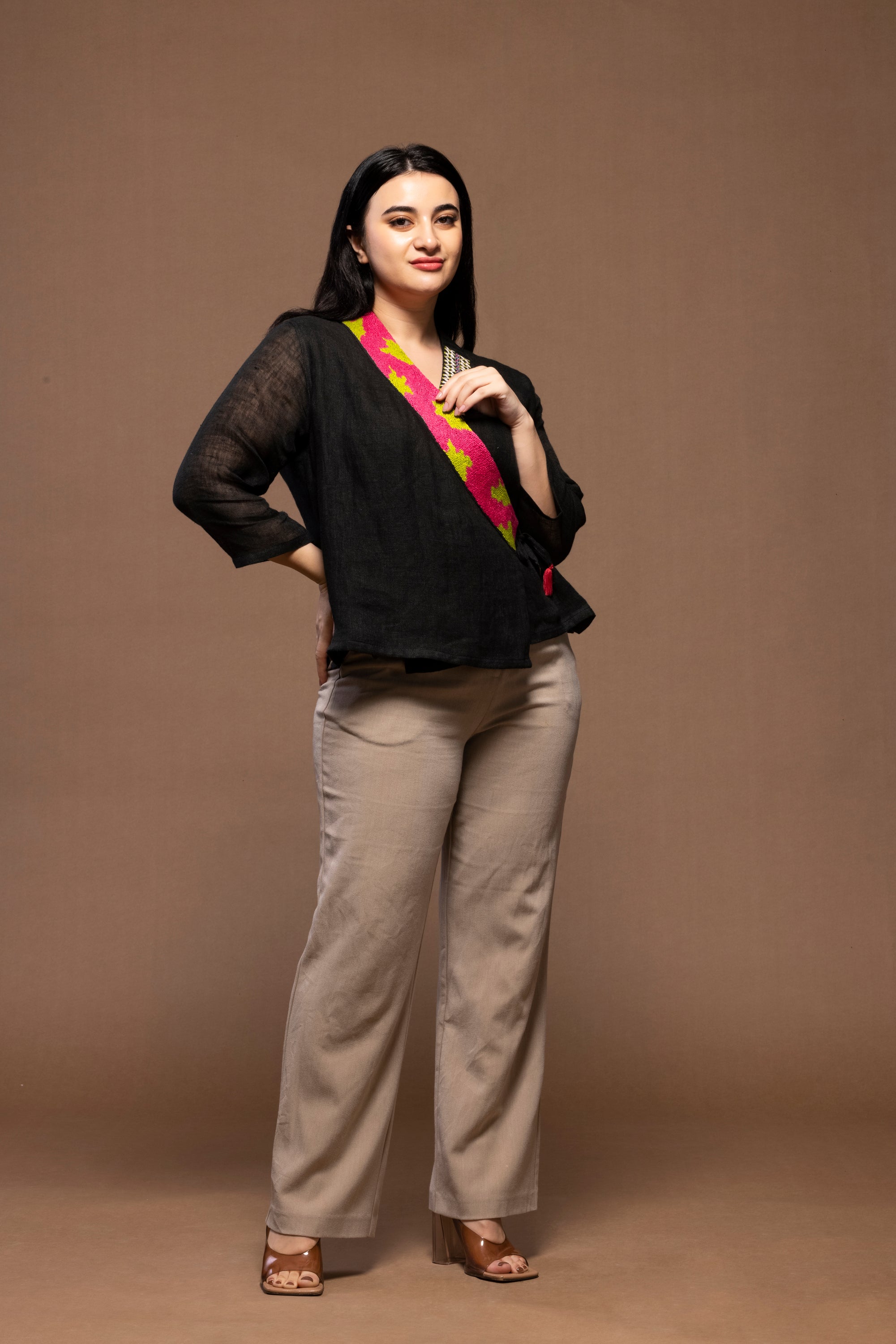 breathable summer ribbon shoulder top for women