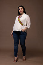 breathable summer ribbon shoulder top for women