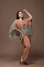 Sea Shell Embellished Multicolor Top – Handcrafted Linen Elegance | VIVIR