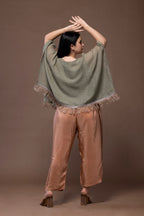 Sea Shell Embellished Multicolor Top – Handcrafted Linen Elegance | VIVIR