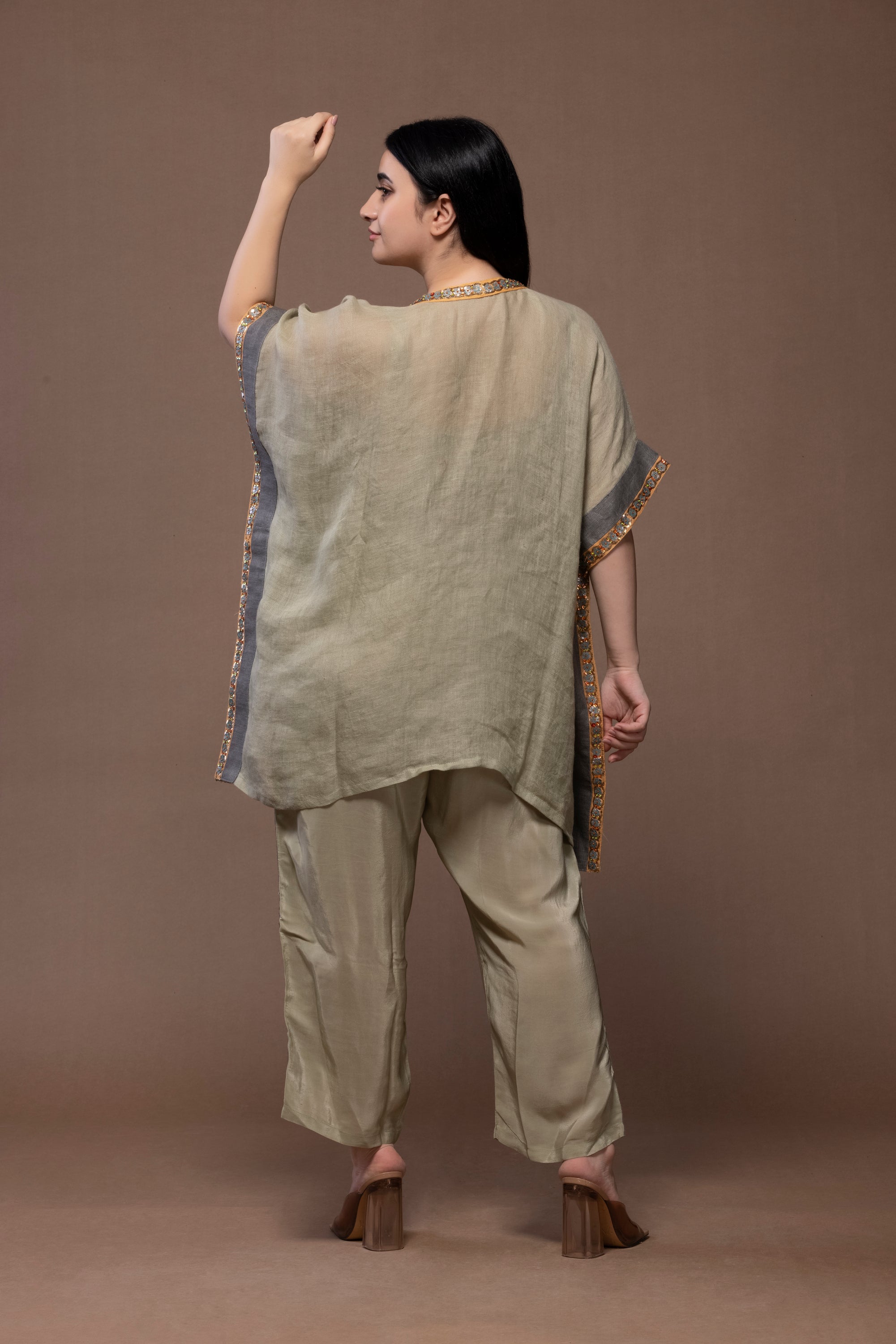 Sequin Trousers Co-Ord Set – Luxe Linen Partywear | VIVIR