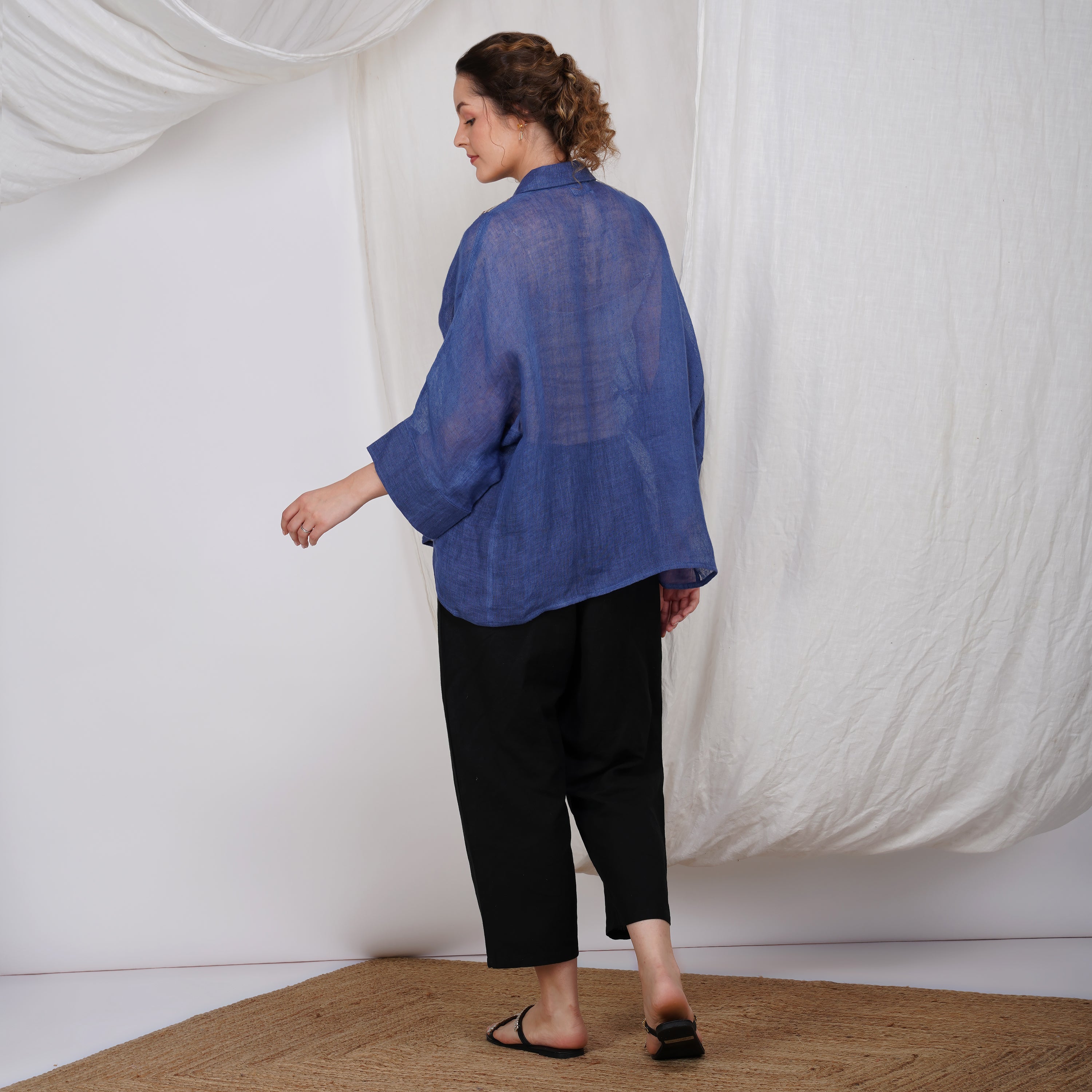 Asymmetric Baggy Shirt – Unique Handcrafted Linen Wear | VIVIR