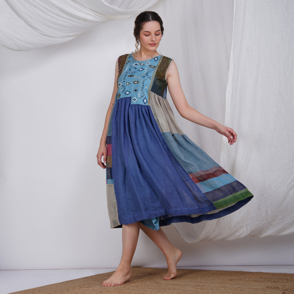Multi-Color Frock – Vibrant Handcrafted Linen Dress | VIVIR