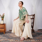 Emerald Green Pearl-Embroidered Zardozi Cape