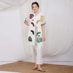 V-Neck Embroidered Dress – Elegant Handcrafted Linen | VIVIR