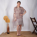 Multi Shades Block Print Dress – Handcrafted Linen Fashion | VIVIR