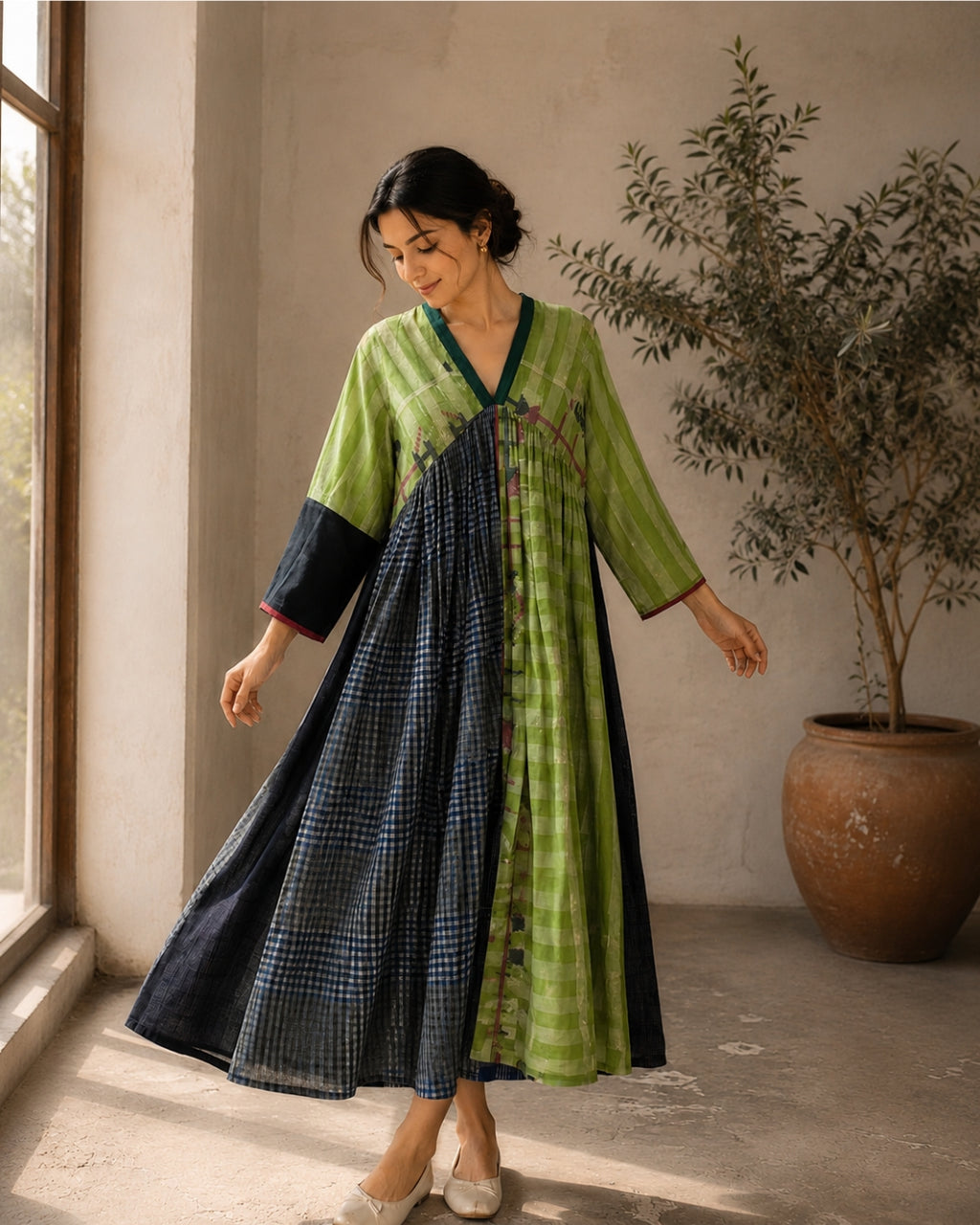 Jamdani Mandarin Collar Threadwork Kurta