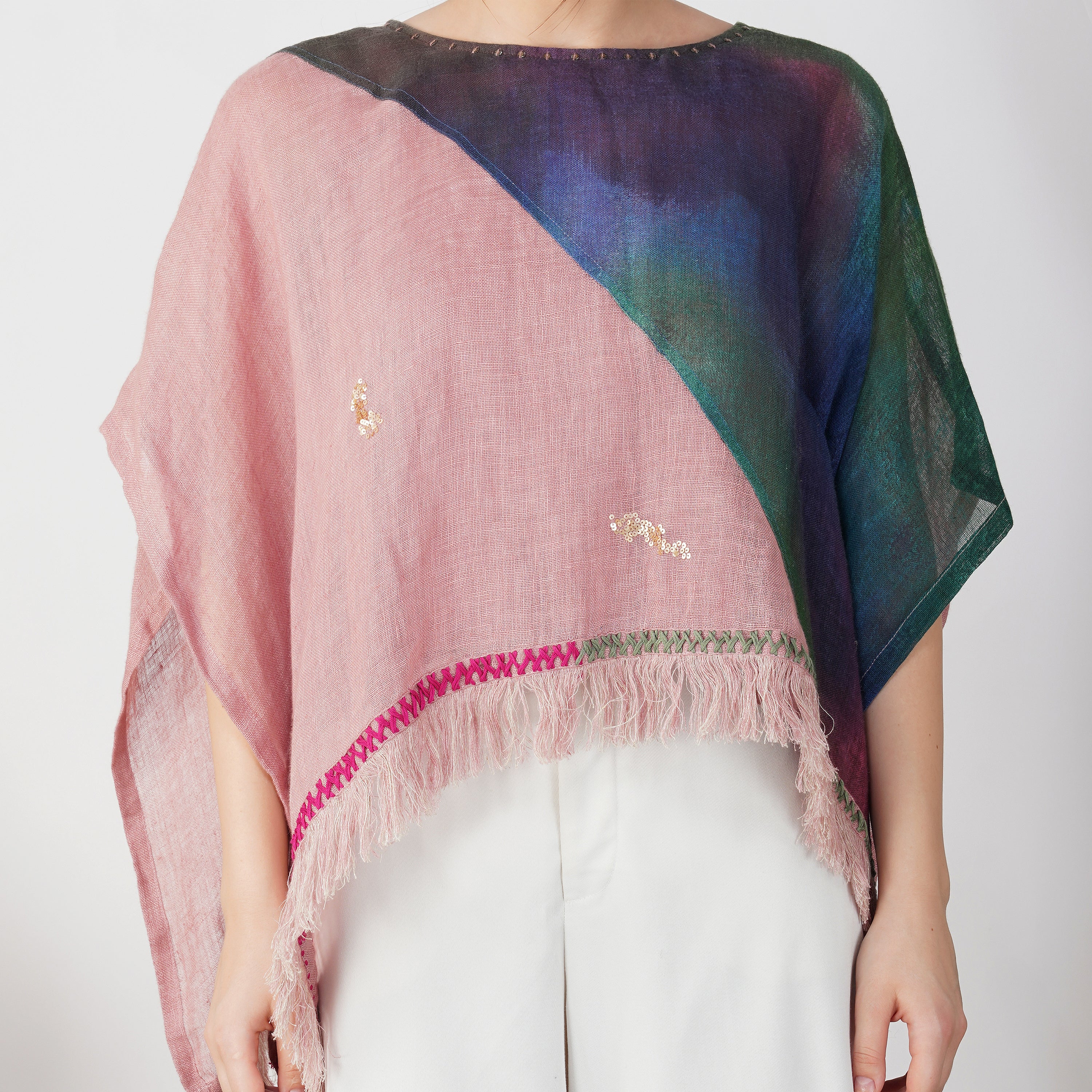 Gradient Multicolor Top – Stylish & Handcrafted Linen Wear | VIVIR