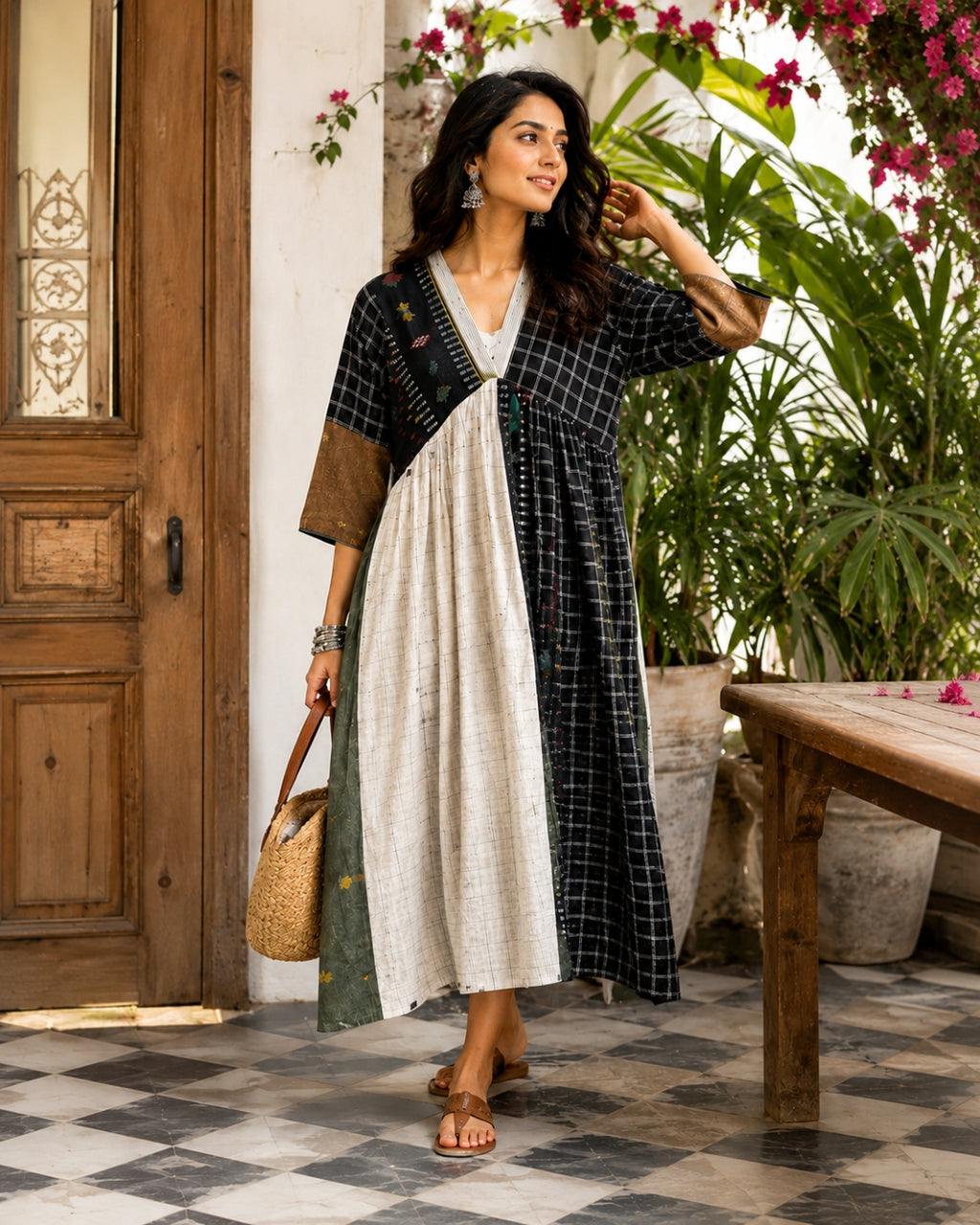 Jamdani Mandarin Collar Threadwork Kurta