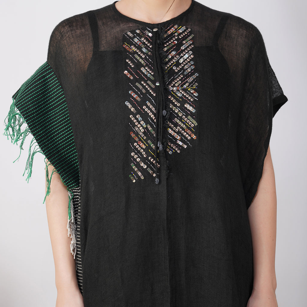 One Side Border Dress – Elegant Handcrafted Linen Fashion | VIVIR
