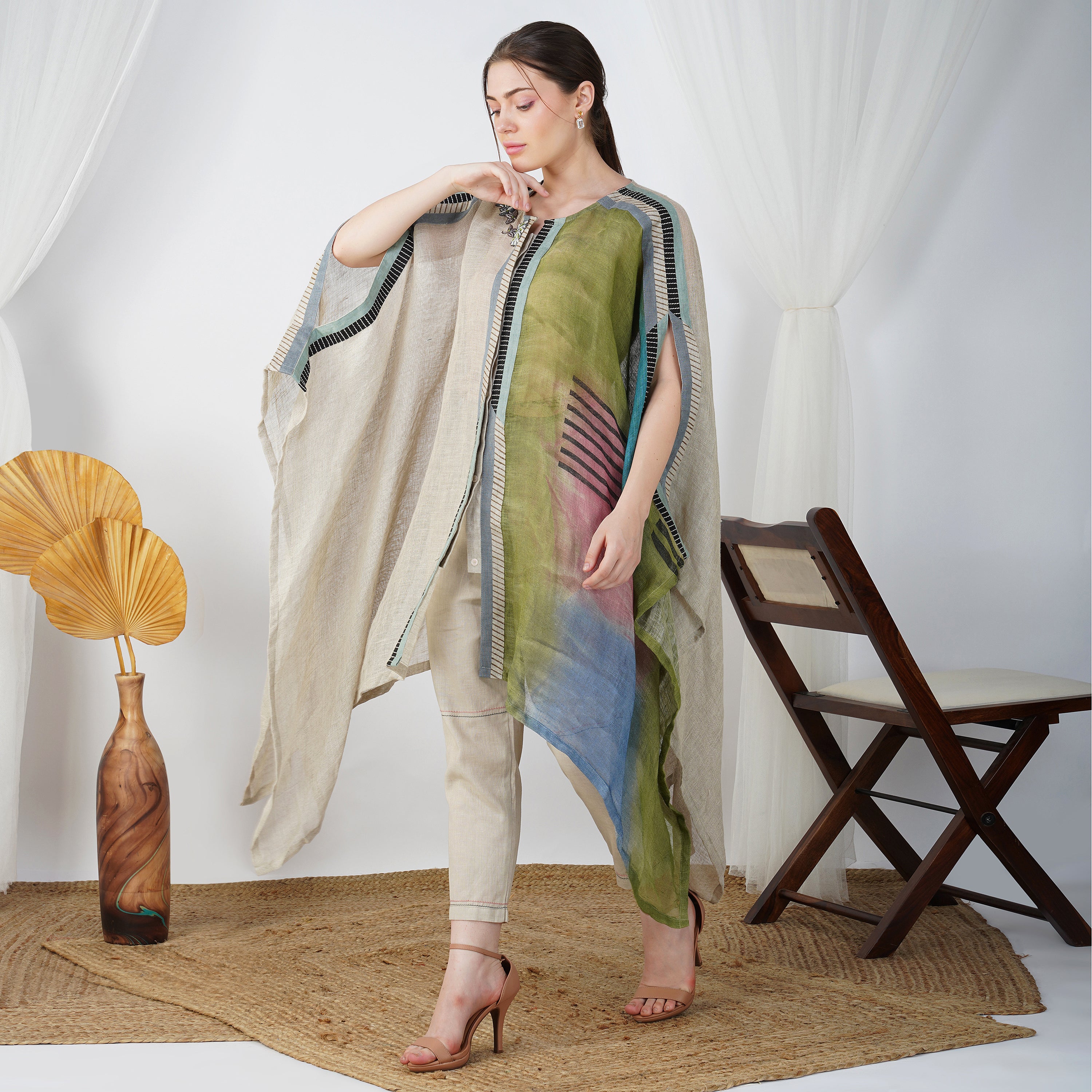 Digital Print Jacket Dress Set – Women's Handcrafted Linen | VIVIR