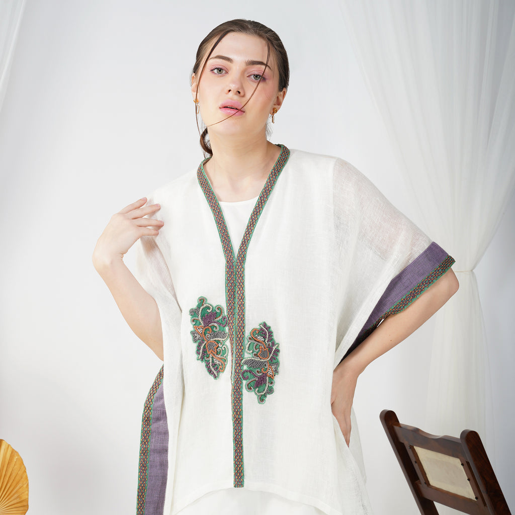 White Front Open Jacket with Lungi Set – Elegant Traditional Ensemble | VIVIR