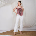 Fringed Shrug Set with Tube Inner – Stylish Handcrafted Linen | VIVIR