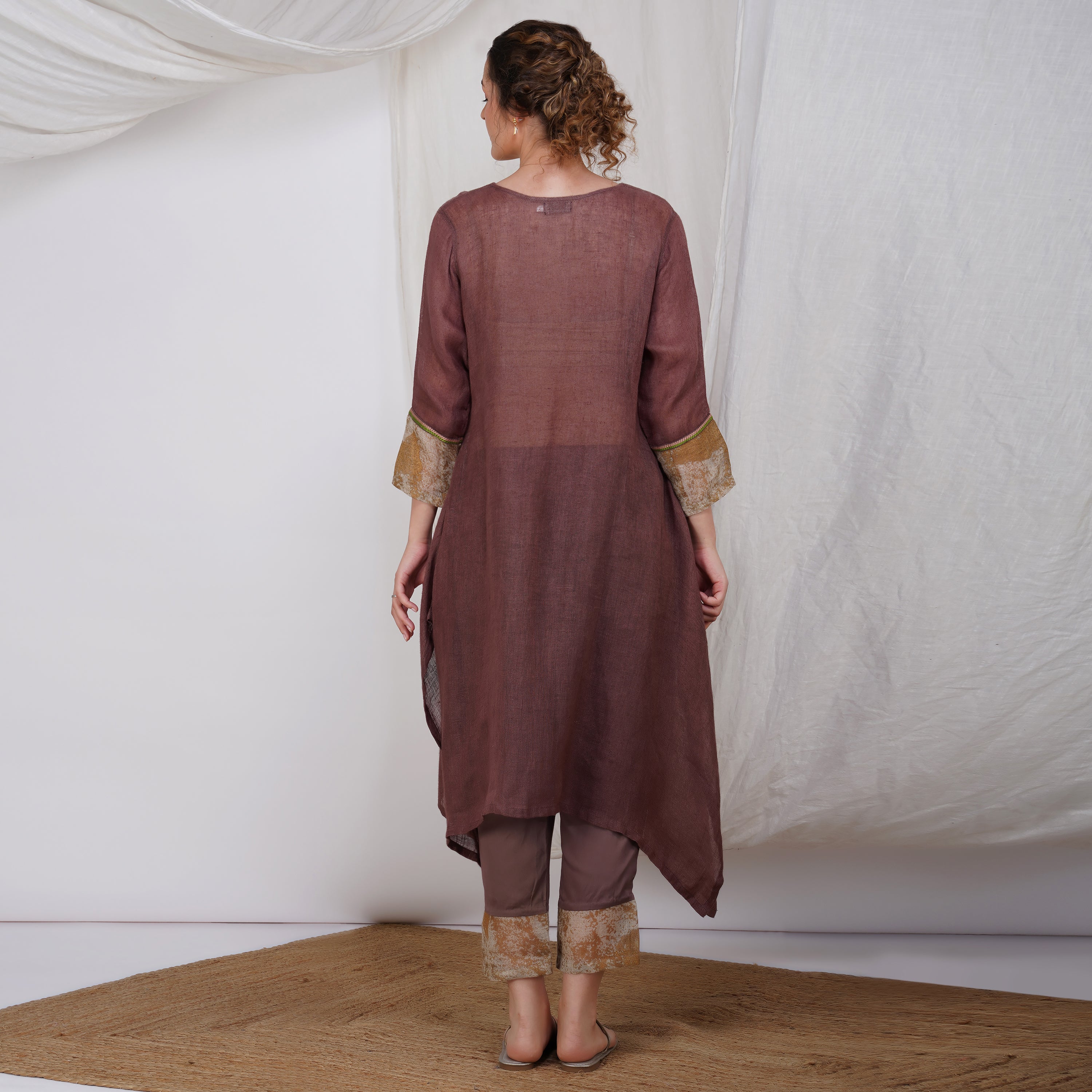 V-Neck Foil Tunic | Co-ord Set – Elegant Handcrafted Linen | VIVIR