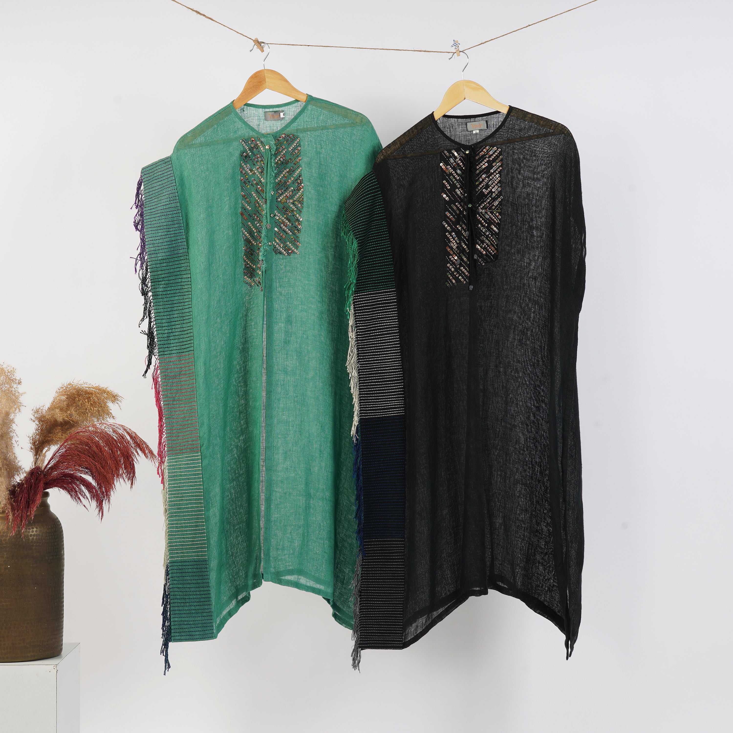 One Side Border Dress – Elegant Handcrafted Linen Fashion | VIVIR