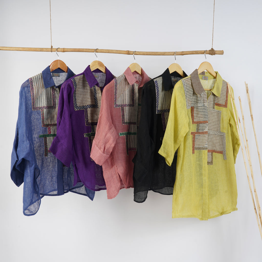 Asymmetric Baggy Shirt – Unique Handcrafted Linen Wear | VIVIR