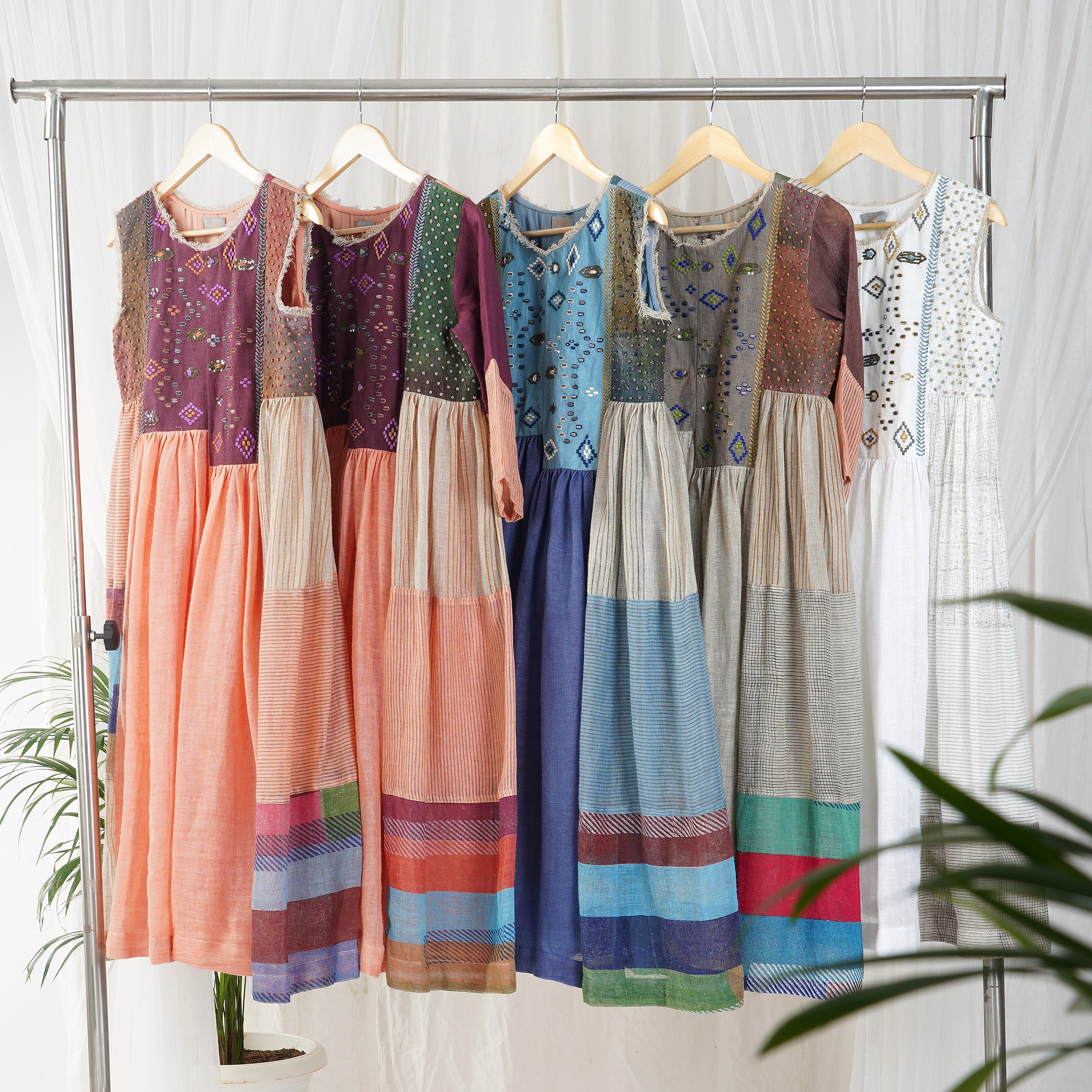 Multi-Color Frock – Vibrant Handcrafted Linen Dress | VIVIR