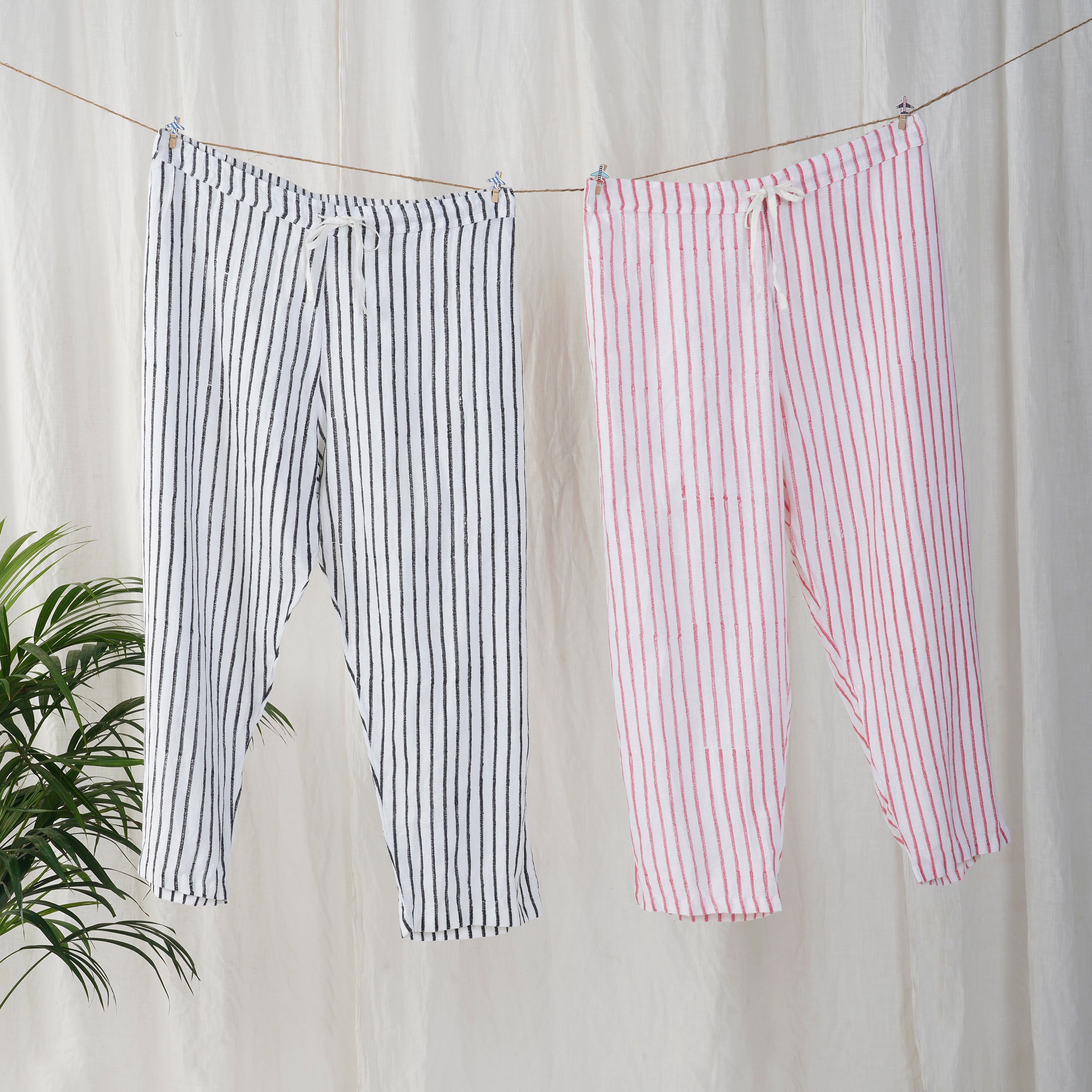 Vertical Striped Cotton Pants – Chic & Comfortable Everyday Wear | VIVIR