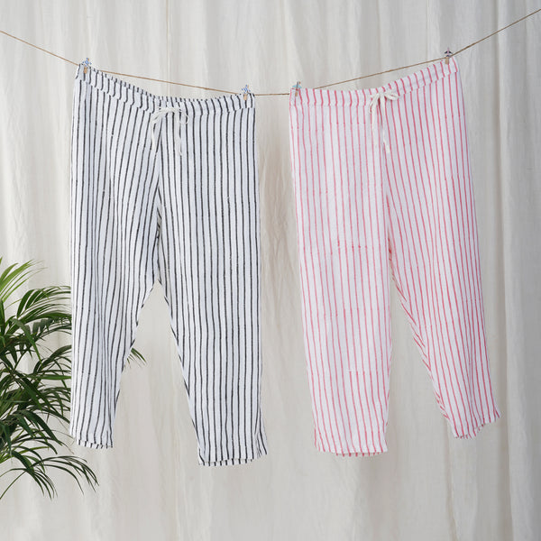 Vertical Striped Cotton Pants