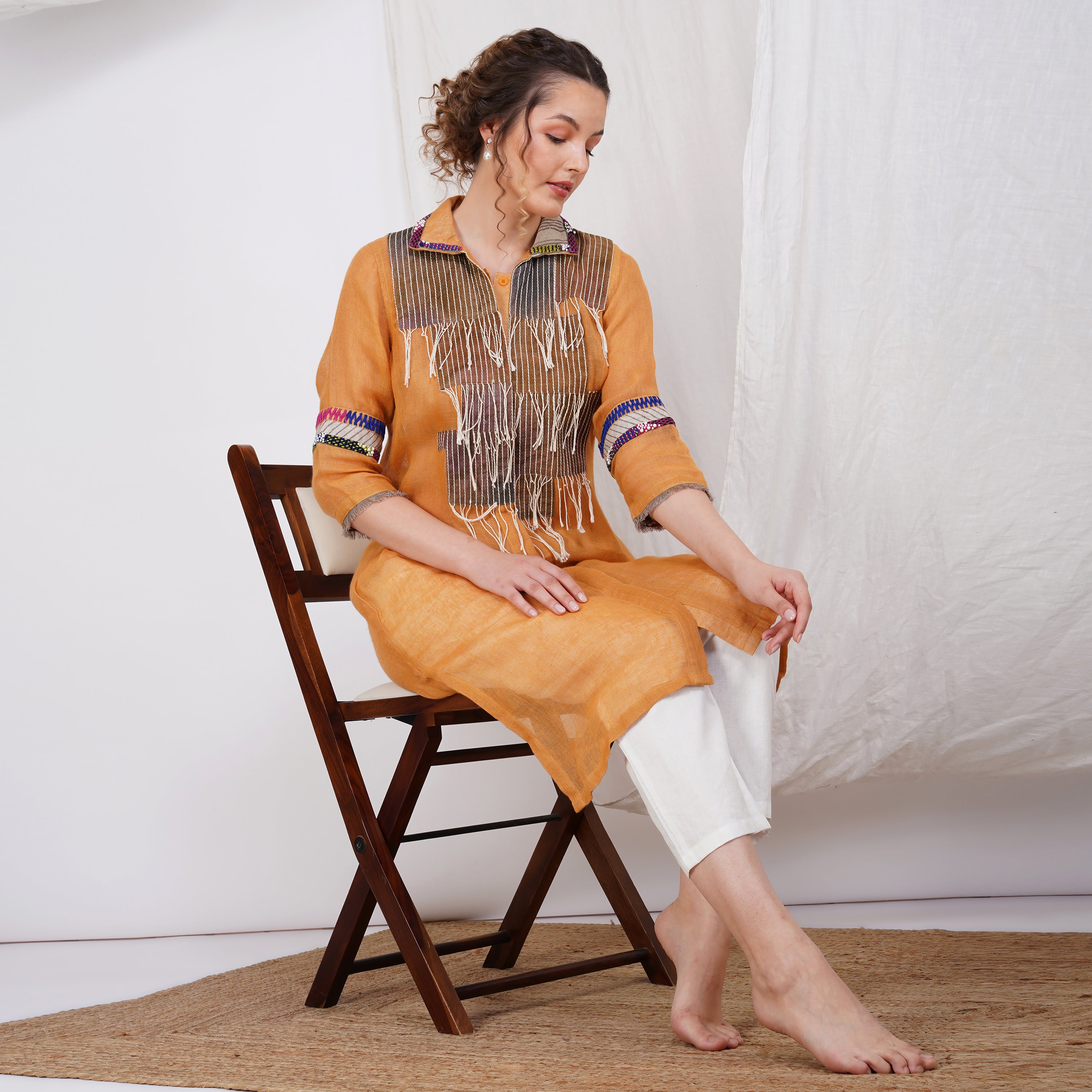 Fringy Pearl Tunic – Elegant Handcrafted Linen Tunic | VIVIR