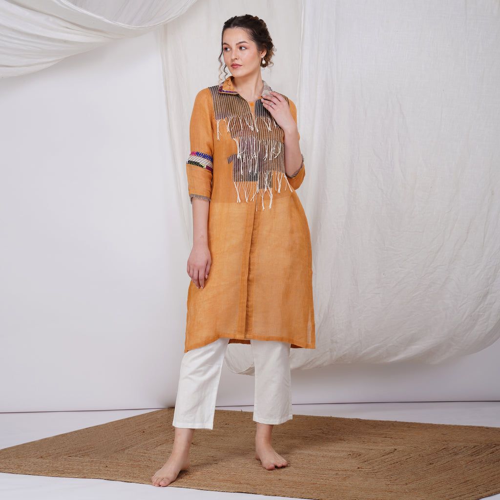 Fringy Pearl Tunic – Elegant Handcrafted Linen Tunic | VIVIR