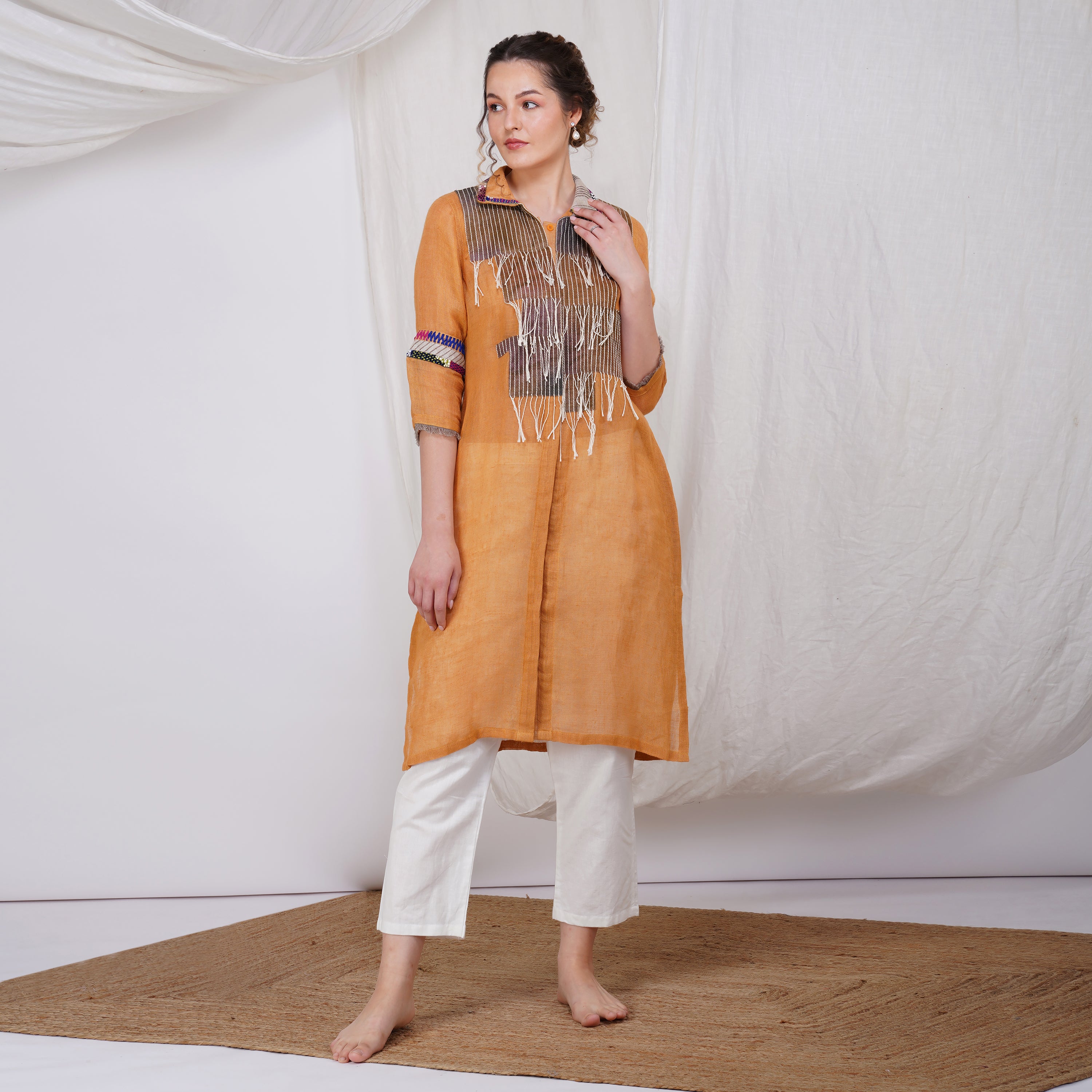Fringy Pearl Tunic – Elegant Handcrafted Linen Tunic | VIVIR