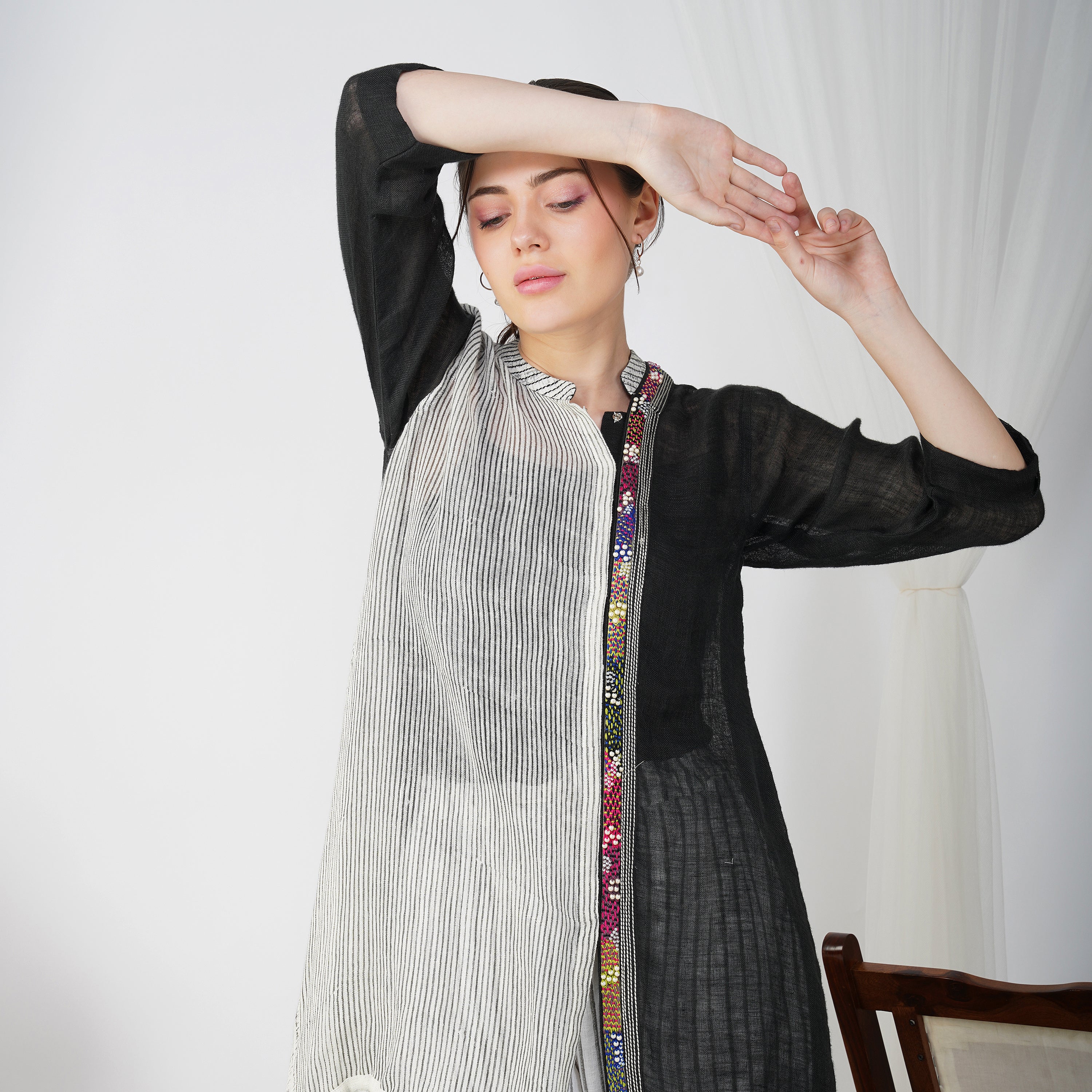 Asymmetrical Pearl Dress | Co-Ord Set - Premium Handcrafted Linen Fashion | VIVIR