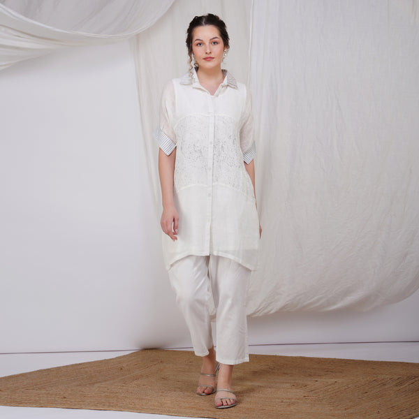 Different Collar Dress Coordset – Elegant Handcrafted Linen Dress | VIVIR