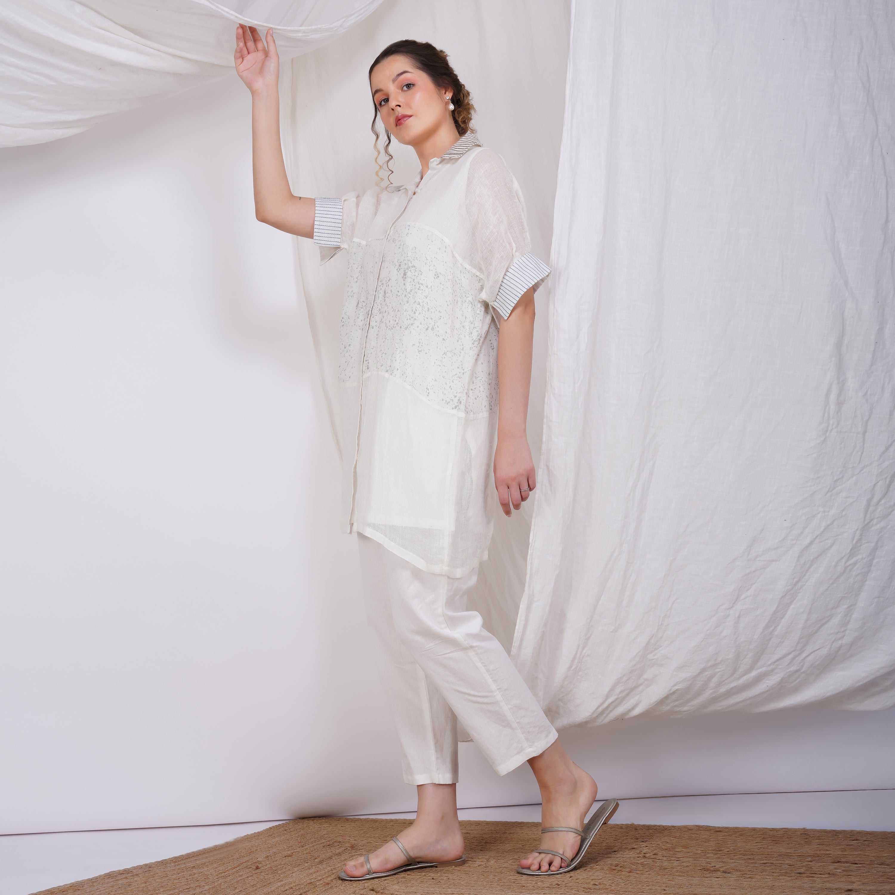Different Collar Dress Coordset – Elegant Handcrafted Linen Dress | VIVIR