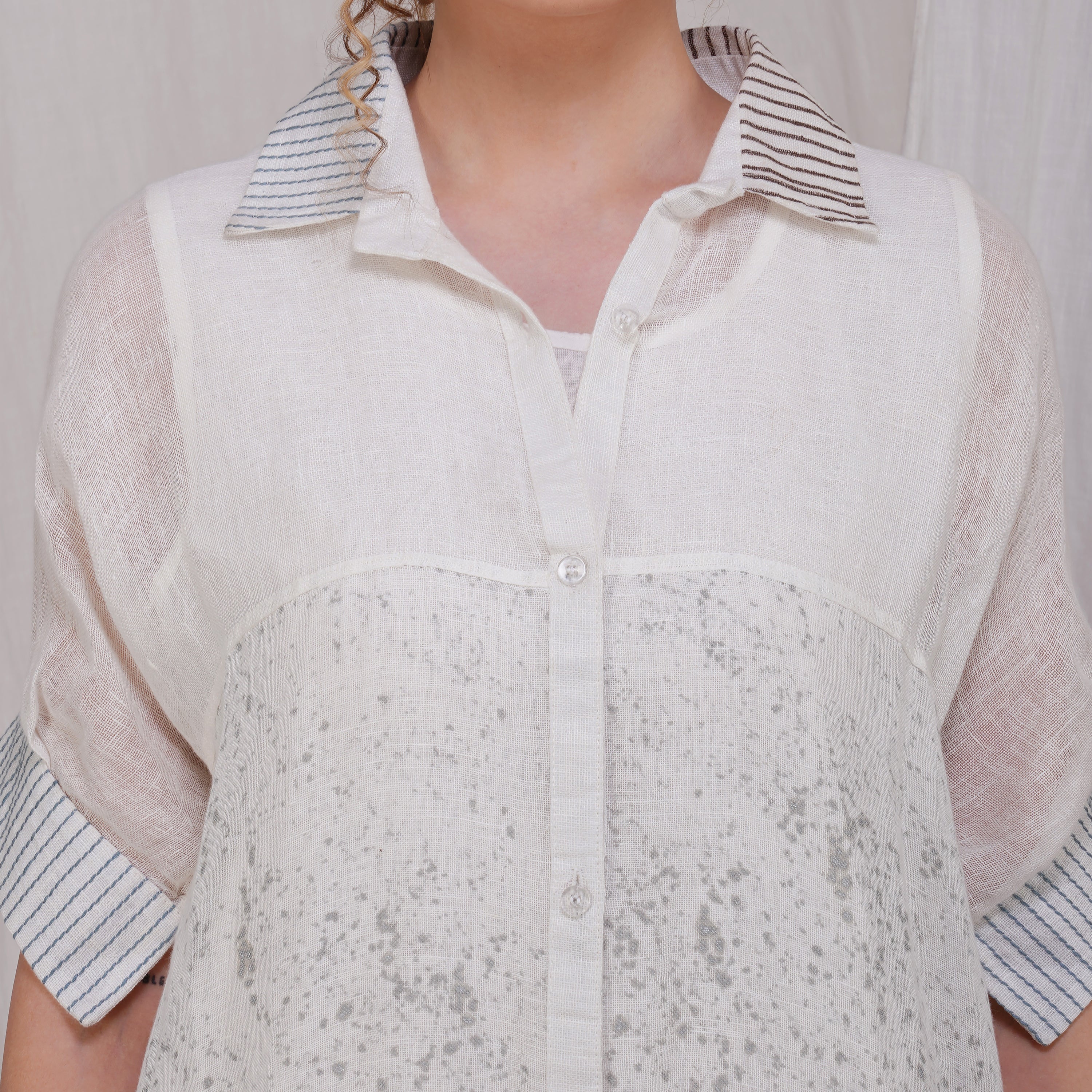 Different Collar Dress Coordset – Elegant Handcrafted Linen Dress | VIVIR