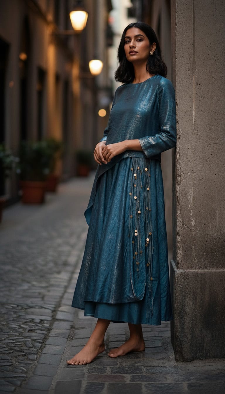 Vivir by Maninder Kaur Dori Detailing Dress in Teal