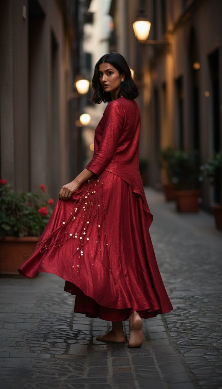Vivir by Maninder Kaur Dori Detailing Dress in Red