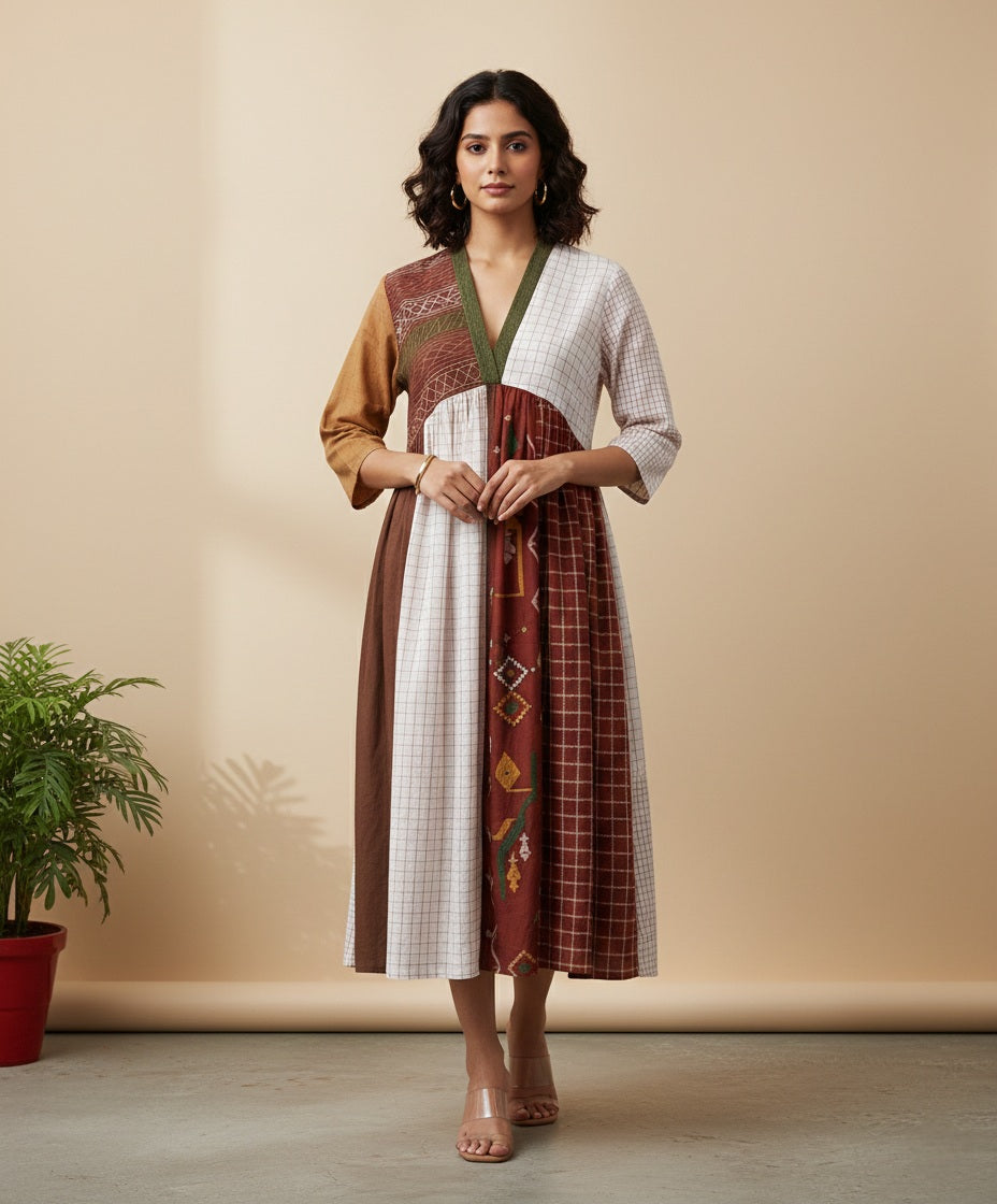Jamdani Mandarin Collar Threadwork Kurta