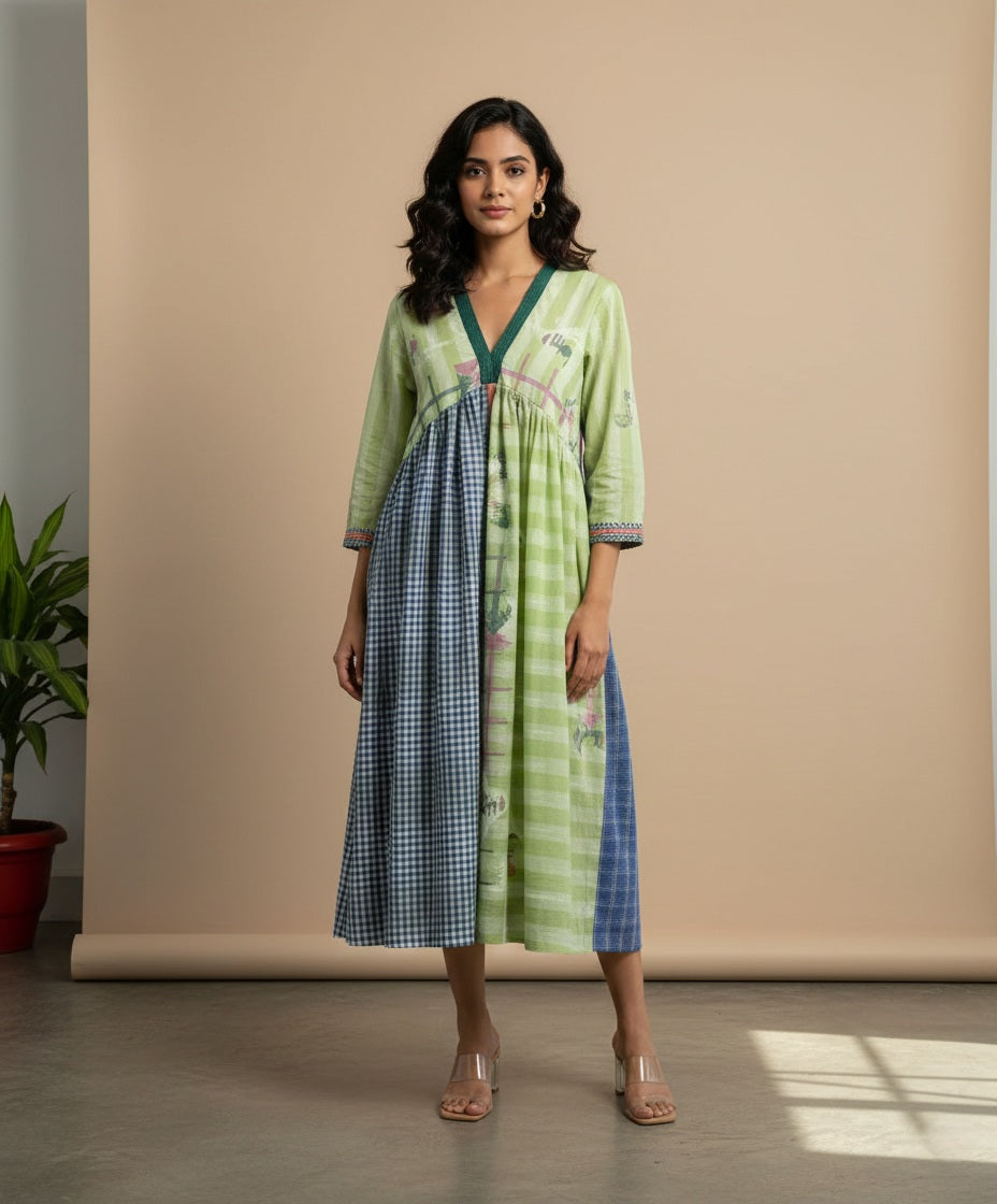 Jamdani Mandarin Collar Threadwork Kurta