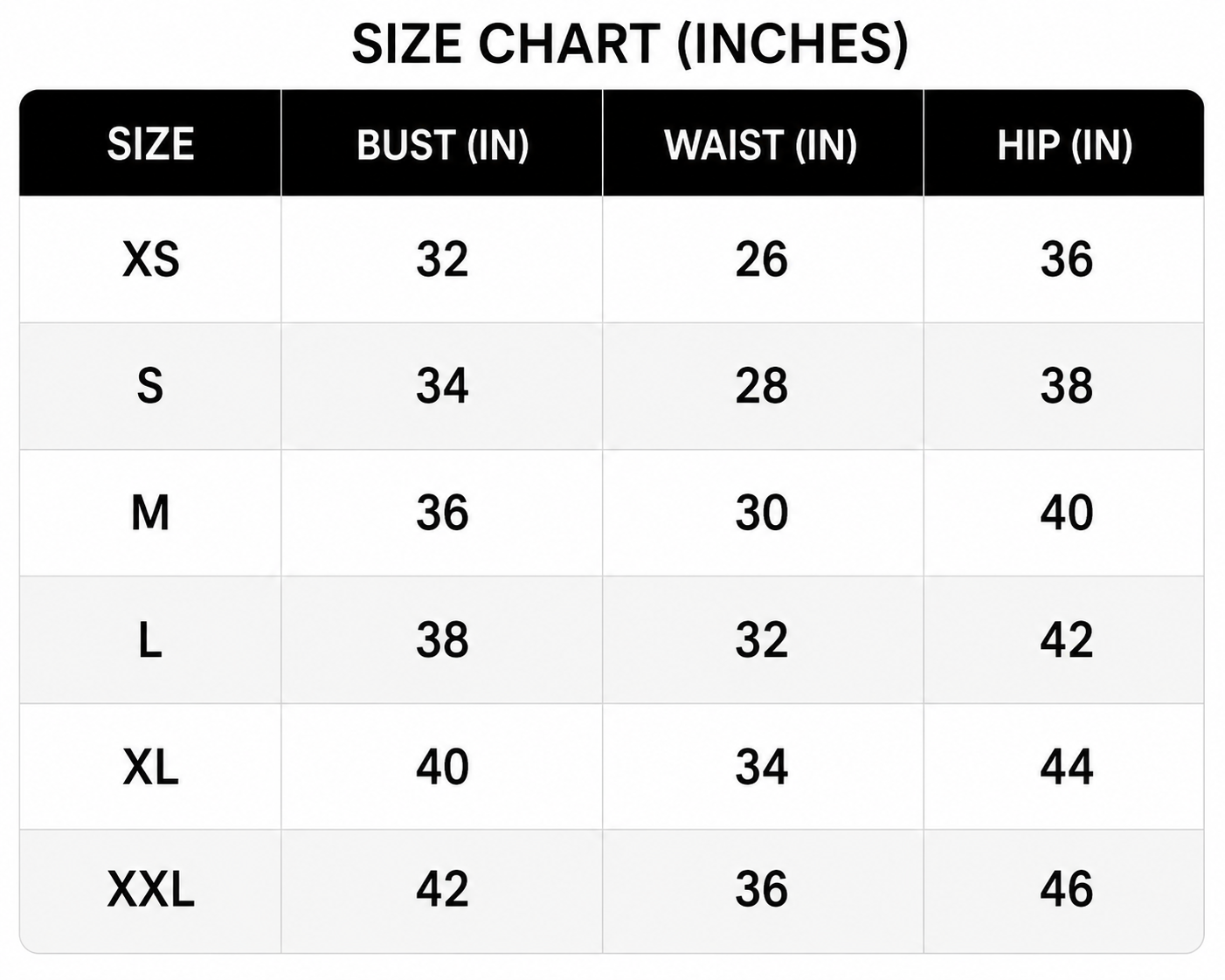 Sizing Chart
